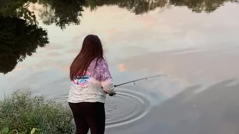 Bass fishing with plastic worm