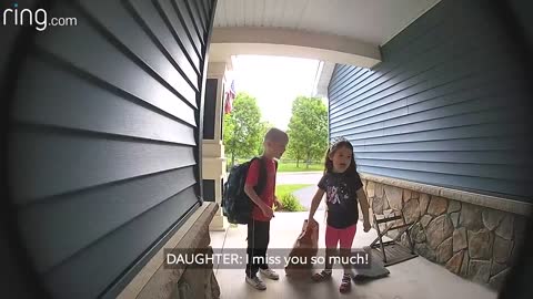 Deployed Dad gets messages from his children via his Ring Doorbell