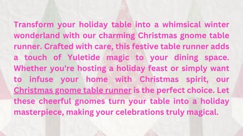 Festive Christmas Gnome Table Runner