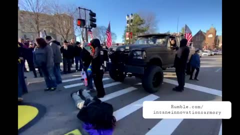 Nerf Guns In Tow Antifa Blocks Traffic In Lansing, MI
