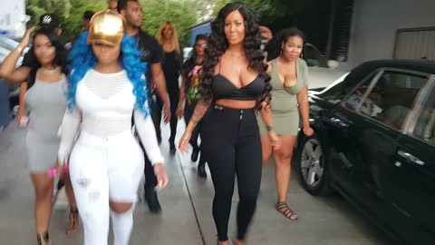 Amber Rose and Blac Chyna arriving at Penthouse Day Club