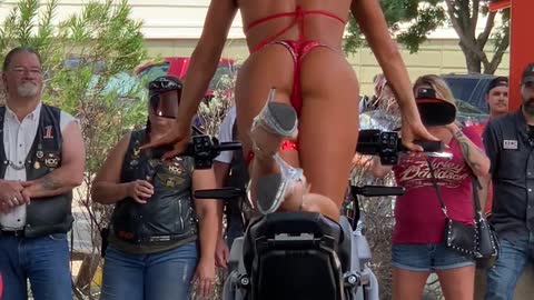 Hot girls in bikinis shakin it at Harley Shop party part 2