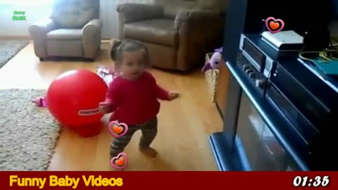 funny baby dancing at home