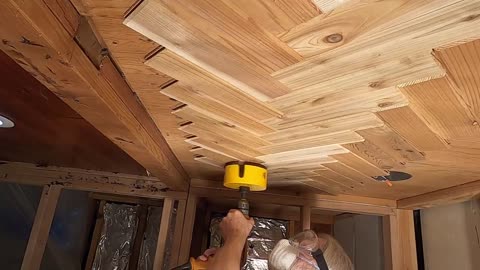 Part 2 Herringbone install above Moms Whirlpool Bath in her new bedroom renovation in our old house