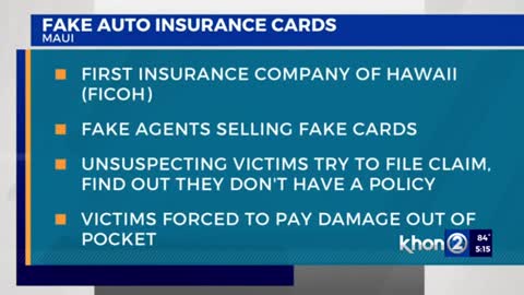 Maui residents beware of fake auto insurance cards