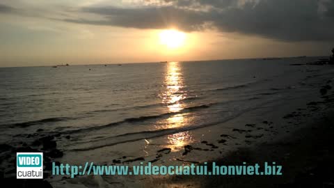 Sunset on Bai Dau beach in Vung Tau city - South Vietnam