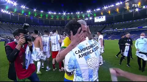 Messi and Neymar Hug after Copa America Final Ends