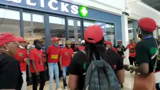 EFF supporters picket outside Menylyn Mall Clicks