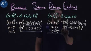 Binomial Squares Pattern Explained | (a+b)² and (a-b)² | Minute Math