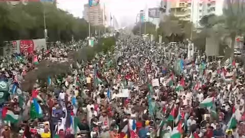 Jamat Islami Leader in Pakistan Address a Mass Protest in Pak, Favour of Palestine