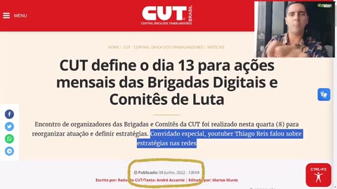 O foragido da justiça Thiago Reis, entregando o funcionamento da milícia digital do PT.