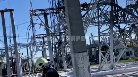 The consequences of one of the strikes on Ukraine's energy infrastructure.