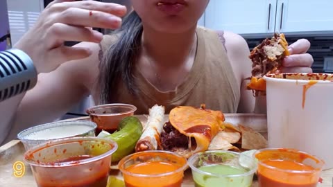 Magical Twilight ASMR Mukbang🌌💫Credit Links in Description❤️Burrito, Taco Bell, Birria Queso Tacos 😍