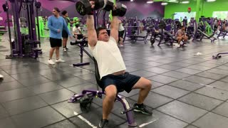 Shoulder Press 90lb Dumbbells for Reps