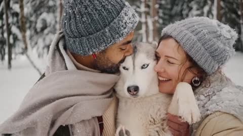 The puppy maintains during the winter days