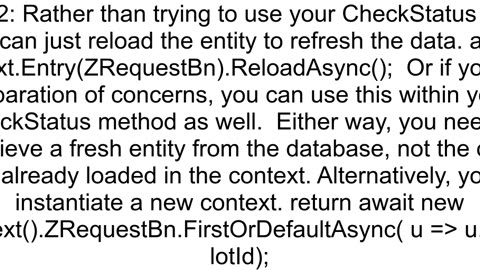 FirstOrDefaultAsync not returning updated data