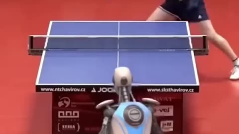 AI robot playing ping pong