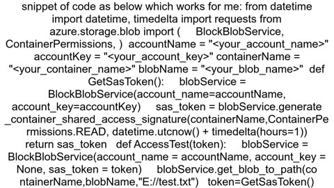 Importing azure blob via SAS in Python