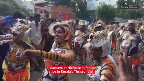 Women participate in famous tiger-themed dance in Kerala's