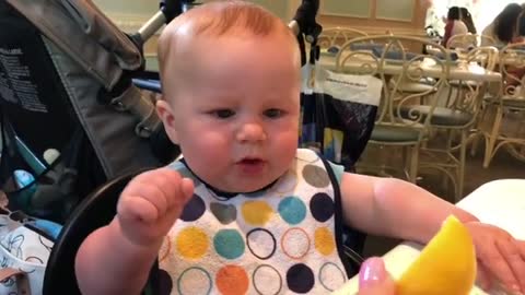 Baby hilarious reaction on eating lemon at first time #14
