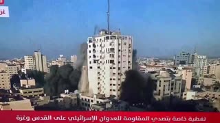 Israeli Airstrikes Cause Collapse of Al-Shorouk Tower Buildings