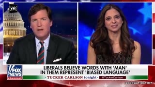 Tucker Carlson trolls a feminist that wants to ban the word ' man ' 😂