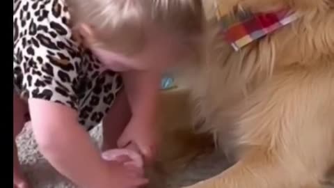 Baby and dog funny video 😭😀🤣