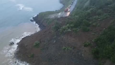 A powerful landslide descended directly onto the road in Sakhalin – media. The