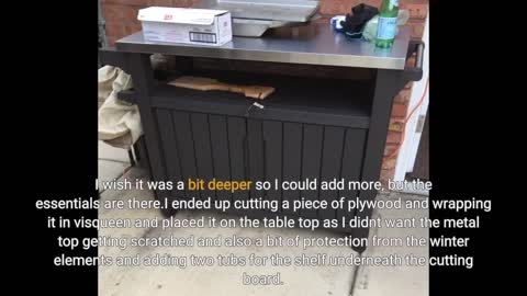 Keter Unity XL Tragbarer Outdoor-Tisch und Aufbewahrungsschrank mit Haken für Grillzubehör