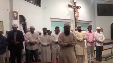 Muslims pray at Holy Cross Catholic Church, Nashik