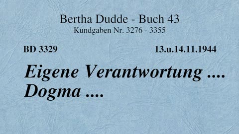 BD 3329 - EIGENE VERANTWORTUNG .... DOGMA ....