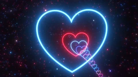 636. Wild Zoom Fast Neon Roller Coaster Glowing Heart Shape Rings In Space