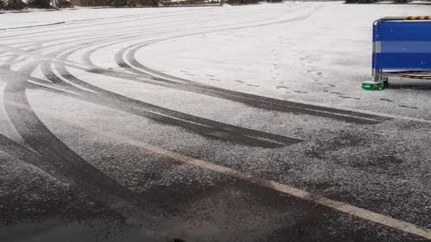 Snowy parking lot