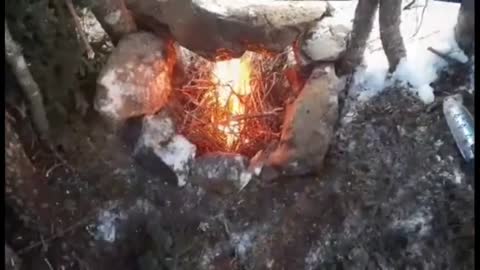 First Time Trying Fireplace Inside Bushcraft shelter