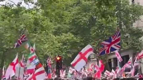 Massive crowd seen as Tommy Robinson leads rally in central London