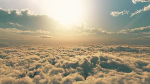 Reverse video of a flight above the clouds