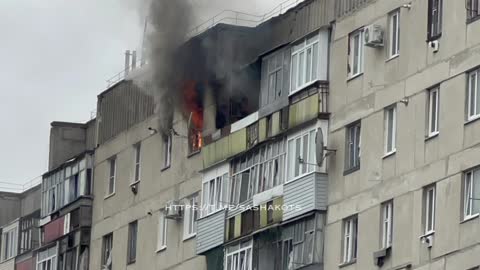 Apartment hit by AFU shelling and is on fire