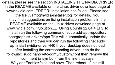 Installation of cuda 1102 driver component on ubuntu 2004 using downloaded quotrunquot file failed