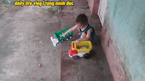 baby playing with toy car | daily life vlog