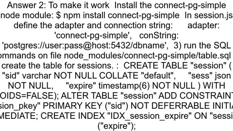 Connect session in PostgreSQL with SailsJS