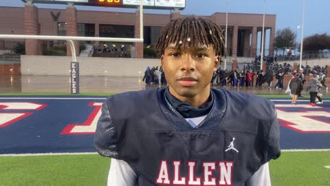 Allen Eagles DB Nicholas Bargains talks about the defensive performance to win over Trinity