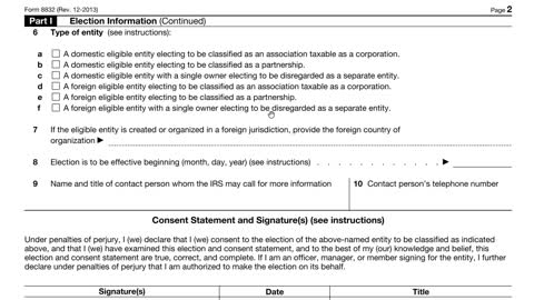 IRS Form 8832 - Entity Classification Election