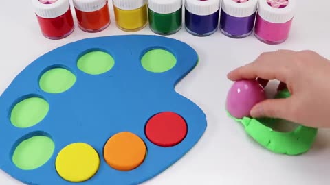 DIY How to Make Rainbow Art Palette and Color Brush with Play Doh