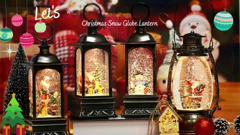 Christmas Snow Globe with Music, Lighted Water Glittering Singing Lantern