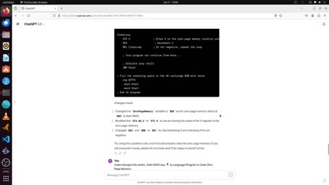 Using ChatGPT to clean memory in atari 2600 assembly language