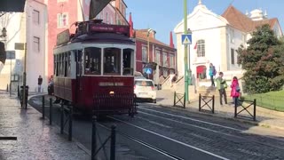 Lisbon tram passes.