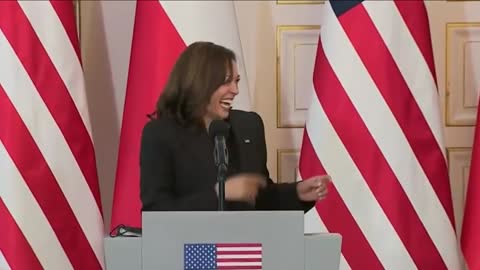 Kamala Harris inappropriately gets the giggles during her poland visit 2 million refugees in 2 weeks