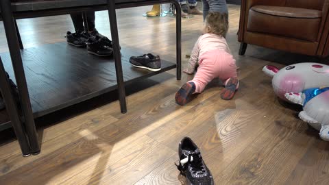 Cute baby in the shop