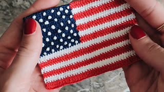 Adding All 50 Stars - Miniature Crocheted American Flag