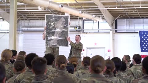 The all-female 82nd airborne team jumps out of the women's manned air force cargo plane